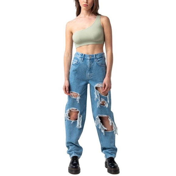 BDG Urban Outfitters High Rise Baggy Destroyed Modern Boyfriend Jeans Size 26 - Picture 13 of 13